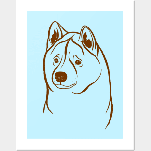 American Akita (Light Blue and Brown) Posters and Art